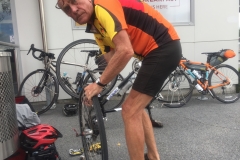 Chris has a puncture minutes from the finish in New Zealand